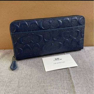 コーチ(COACH)の新品　COACH　長財布　ラウンドファスナー　シグネチャー　小銭入れ有　ブルー(財布)