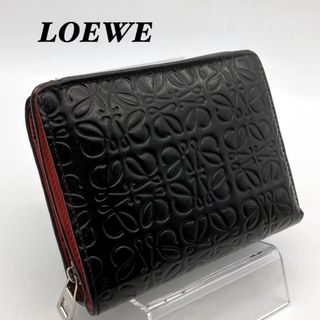 ロエベ(LOEWE)のロエベ LOEWE リピート アナグラム 折り財布 ブラック 黒 レッド(財布)