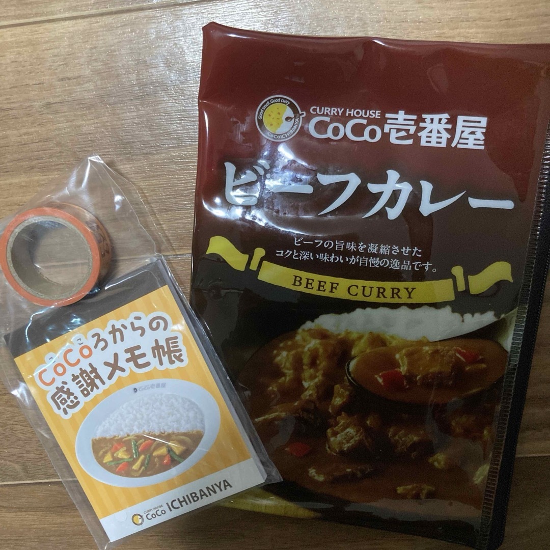 ココイチ　福袋　トートバッグ　テープ　メモ帳　ポーチの4点セット　CoCo壱 エンタメ/ホビーのエンタメ その他(その他)の商品写真