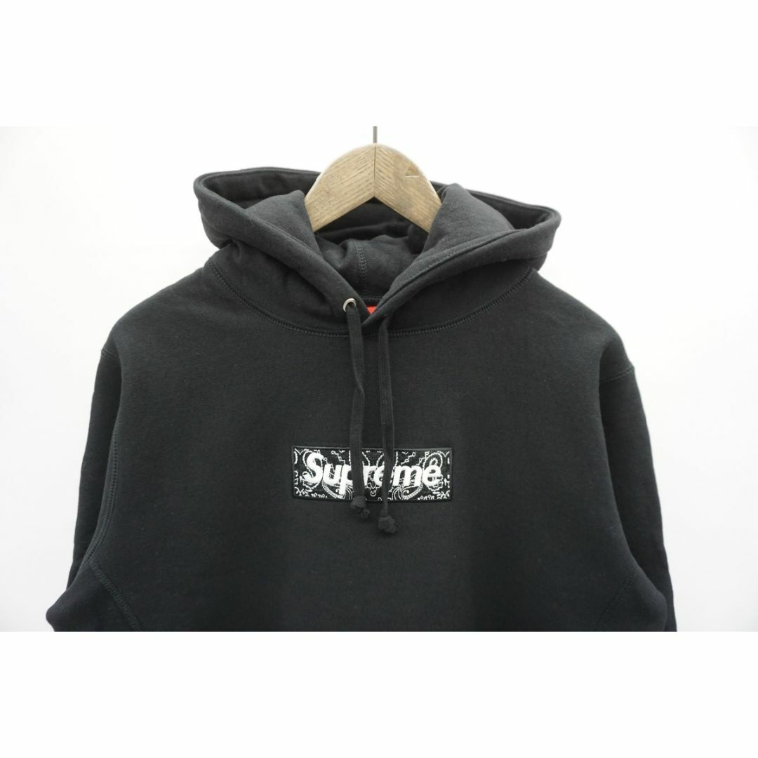 新品 19AW Supreme バンダナ ボックスロゴ パーカー 黒112O▲