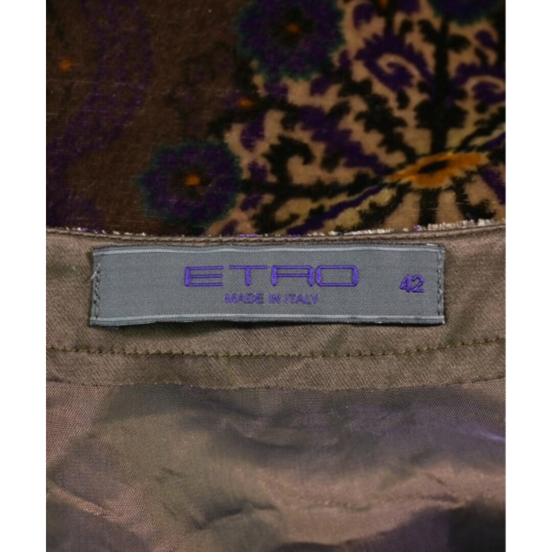 ETRO(エトロ)のETRO エトロ ワンピース 42(M位) 茶x紫xベージュ等(総柄) 【古着】【中古】 レディースのワンピース(ひざ丈ワンピース)の商品写真