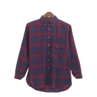 ペンドルトン(PENDLETON)の70年代 USA製 PENDLETON ペンドルトン ウール ボタンダウン ネルシャツ アメカジ ヴィンテージ レッド (メンズ L) 中古 古着 P5876(シャツ)