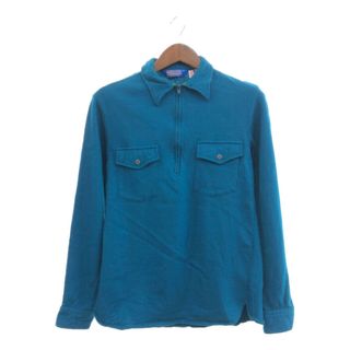 ペンドルトン(PENDLETON)のUSA製 PENDLETON ペンドルトン ハーフジップ ウール 長袖シャツ アメカジ カジュアル グリーン (メンズ L) 中古 古着 P5878(シャツ)