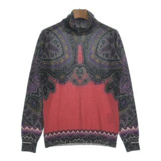 エトロ(ETRO)のETRO エトロ ニット・セーター 44(L位) 黒x紫x赤等(総柄) 【古着】【中古】(ニット/セーター)