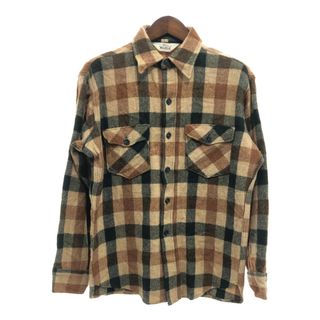 ウールリッチ(WOOLRICH)の70年代 USA製 WOOLRICH ウールリッチ ウール ネルシャツ トップス アメカジ ヴィンテージ チェック ブラウン (メンズ L) 中古 古着 P6027(シャツ)