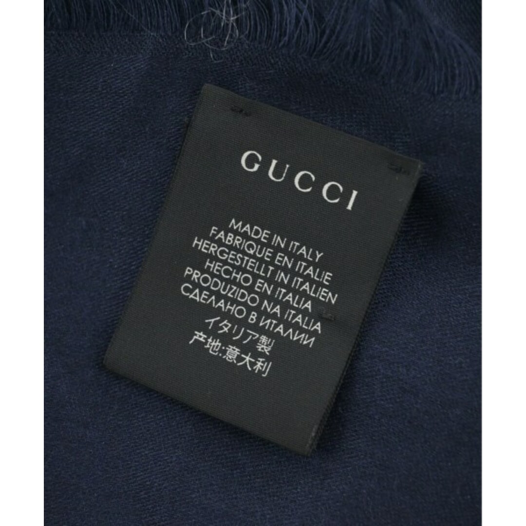 Gucci(グッチ)のGUCCI グッチ ストール - 紺 【古着】【中古】 レディースのファッション小物(ストール/パシュミナ)の商品写真