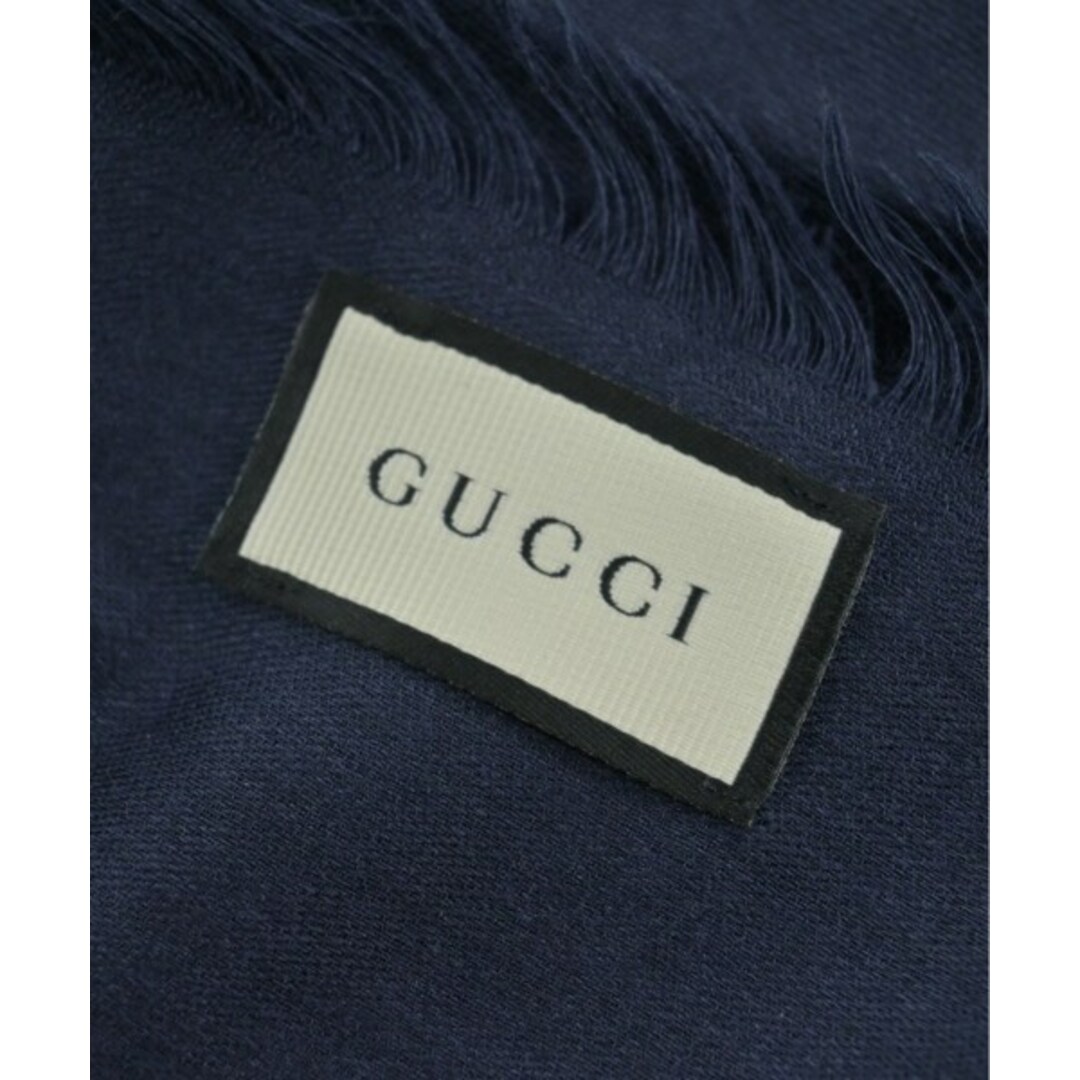 Gucci(グッチ)のGUCCI グッチ ストール - 紺 【古着】【中古】 レディースのファッション小物(ストール/パシュミナ)の商品写真