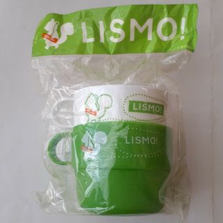 エーユー(au)のLISMO スタッキングカップ　緑　白　リス　プラ コップ　au　マグカップ(ノベルティグッズ)