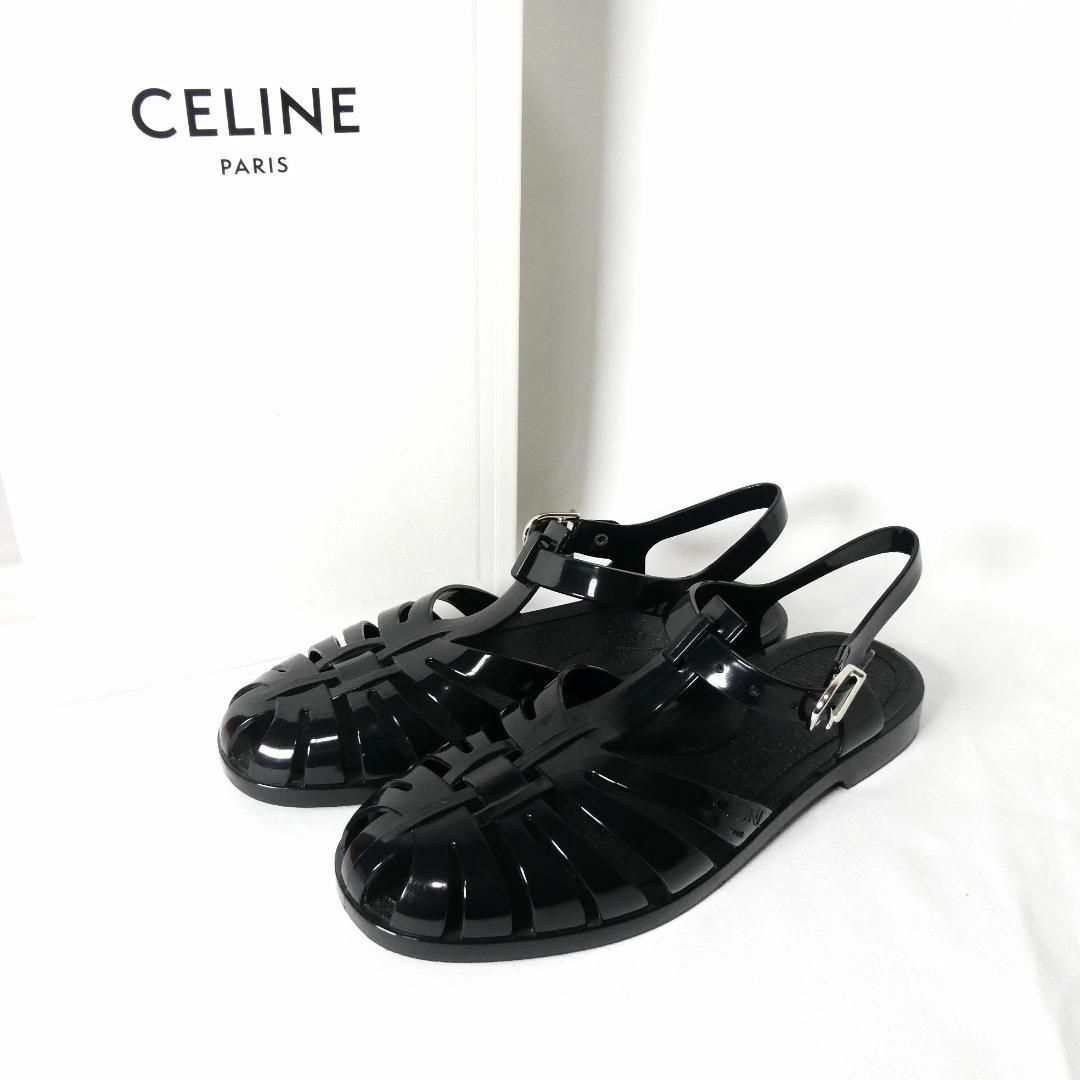 265㎝最大幅極美品 CELINE ラバー ストラップ フラット サンダル