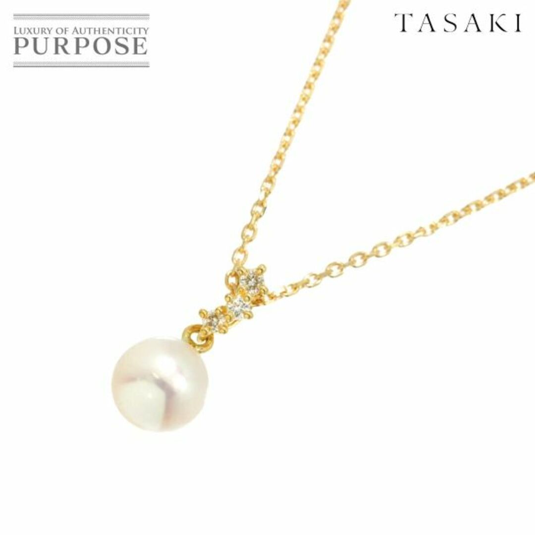 縦１３．７×横６ｍｍ厚み６ｍｍタサキ TASAKI アコヤ真珠 6.0mm ダイヤ 0.03ct ネックレス 40cm K18 YG 750 パール 田崎真珠 VLP 90212389