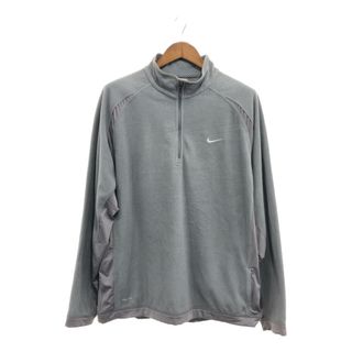 ナイキ(NIKE)のNIKE ナイキ ハーフジップ フリース プルオーバージャケット スポーツ ワンポイントロゴ グレー (メンズ XL) 中古 古着 P6081(その他)