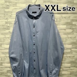 シャツ(shirts)のUSA古着　ドレスシャツ　長袖　XXLサイズ　無地　ライトブルー　水色　コットン(シャツ)