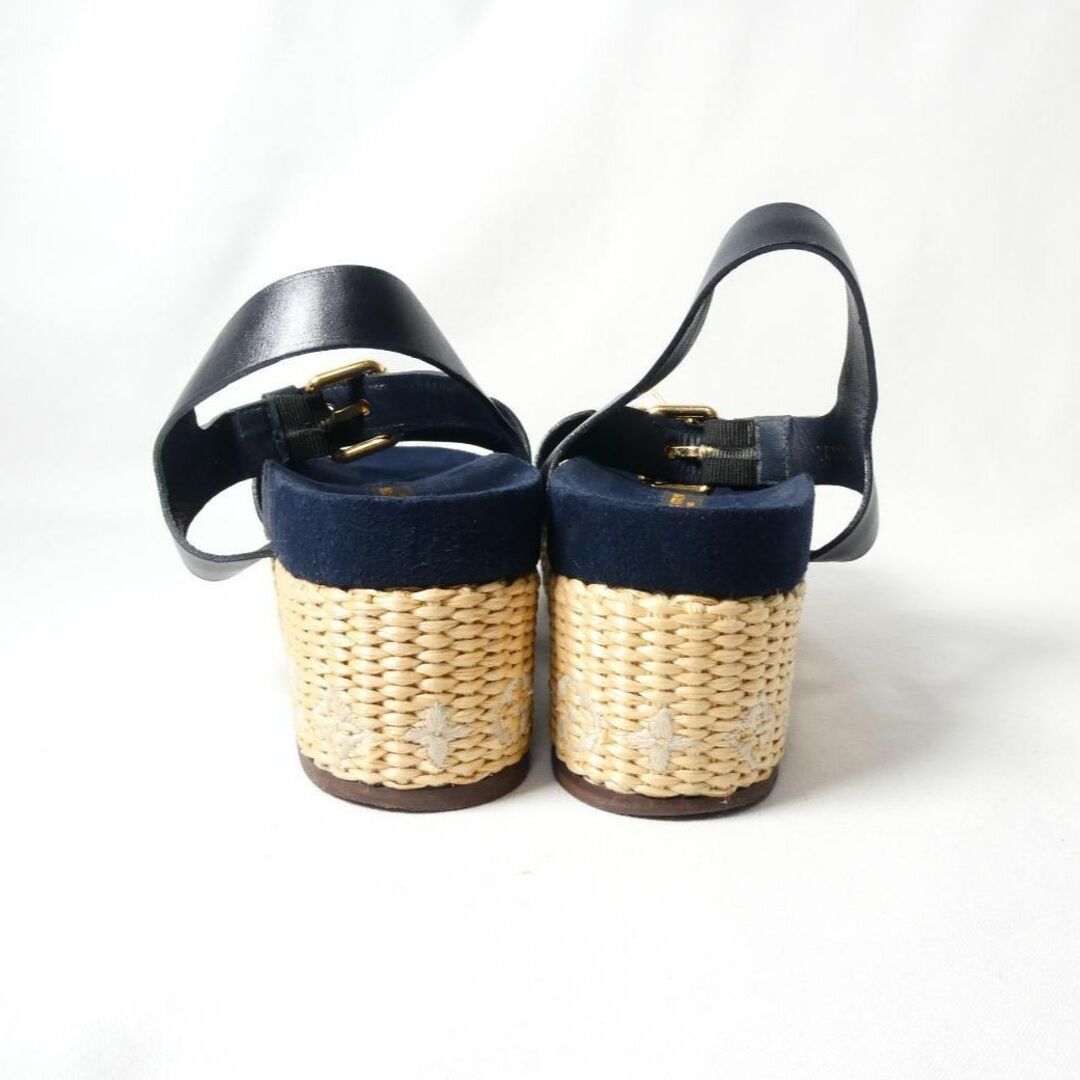 LOUIS VUITTON(ルイヴィトン)の美品 ルイヴィトン モノグラム レザー スエード ストラップ 厚底 サンダル レディースの靴/シューズ(サンダル)の商品写真