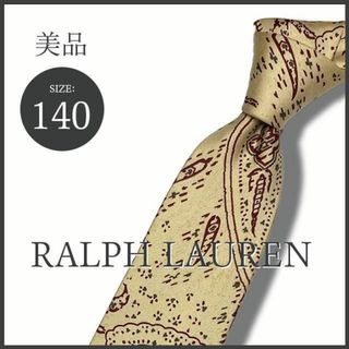 ラルフローレン(Ralph Lauren)の高級 ラルフローレン ペイズリー柄ネクタイ ベージュ×レッド 総シルク 美品(ネクタイ)