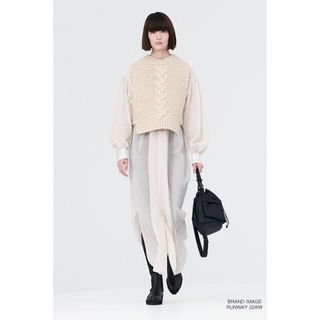 【美品】  HYKE / ハイク | 2021SS | C/N GANSEY SWEATER PONCHO ガンジー ニットポンチョ | F | オートミール | レディーストップス