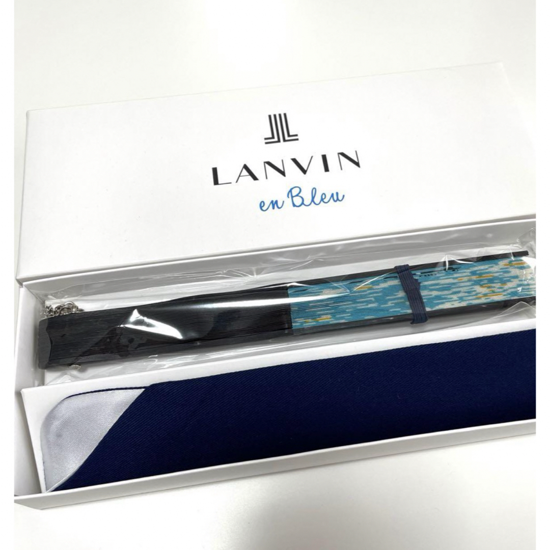 LANVIN(ランバン)のランバン 扇子 JAL機内限定品 花柄 リボン 水色  新品未使用 レディースのファッション小物(その他)の商品写真