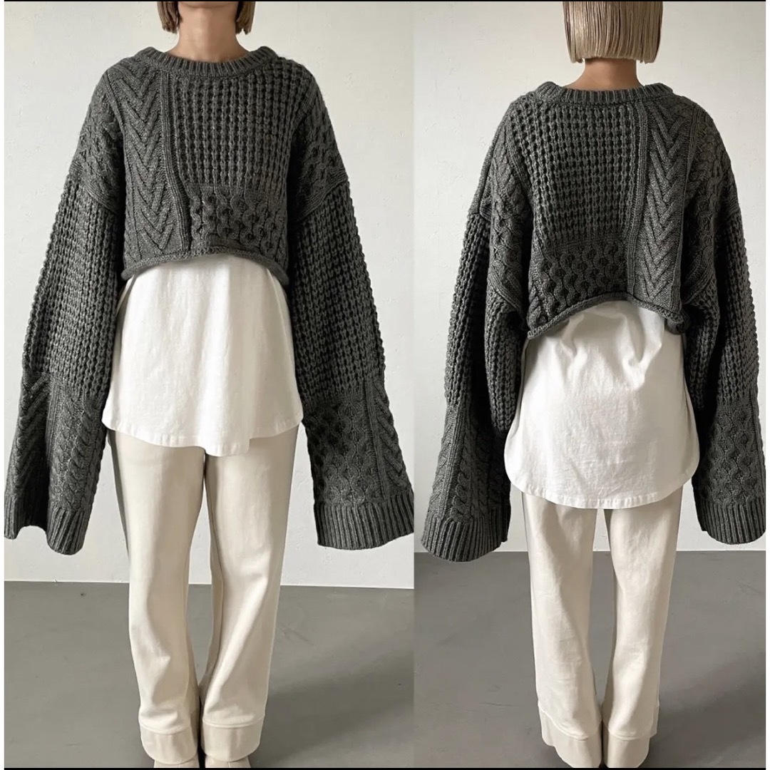 未使用♡CFT. sloth short aran knit/greengrey レディースのトップス(ニット/セーター)の商品写真