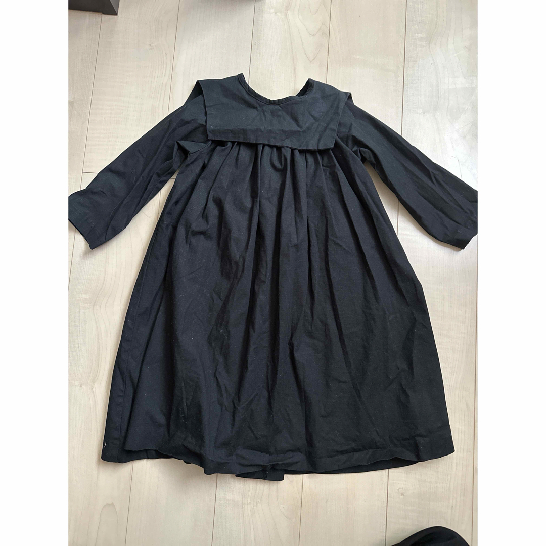 ハンドメイド＊黒セットアップ90、ワンピース110 キッズ/ベビー/マタニティのキッズ服男の子用(90cm~)(Tシャツ/カットソー)の商品写真