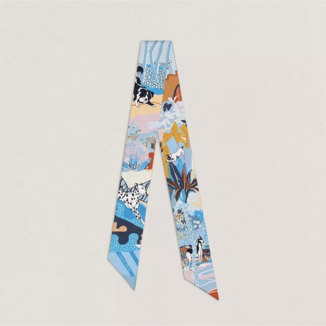 【新品・未使用】エルメス ツイリー 自由に ブルー  ローズ 犬バンダナ/スカーフ