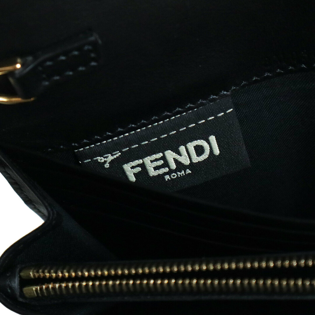 FENDI(フェンディ)のフェンディ エフイズ コンチネンタル チェーンウォレット 長財布 カーフスキン レザー ブラック 黒 ゴールド金具 8M0365 FENDI（未使用　展示品） レディースのバッグ(ショルダーバッグ)の商品写真