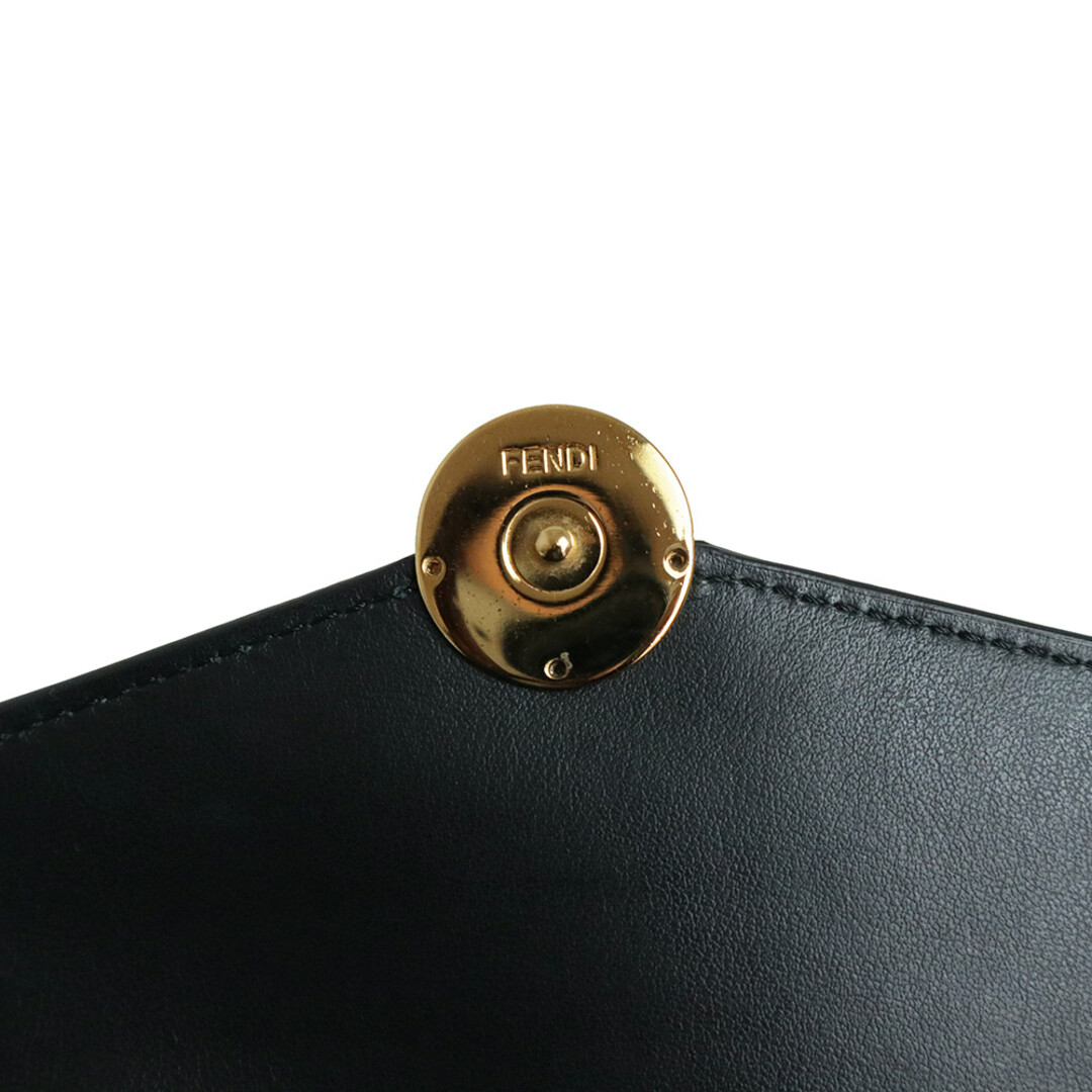 FENDI(フェンディ)のフェンディ エフイズ コンチネンタル チェーンウォレット 長財布 カーフスキン レザー ブラック 黒 ゴールド金具 8M0365 FENDI（未使用　展示品） レディースのバッグ(ショルダーバッグ)の商品写真