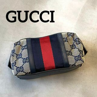 Gucci - GUCCI グッチ アクセサリーポーチ ハンドバッグ ブラック GG柄