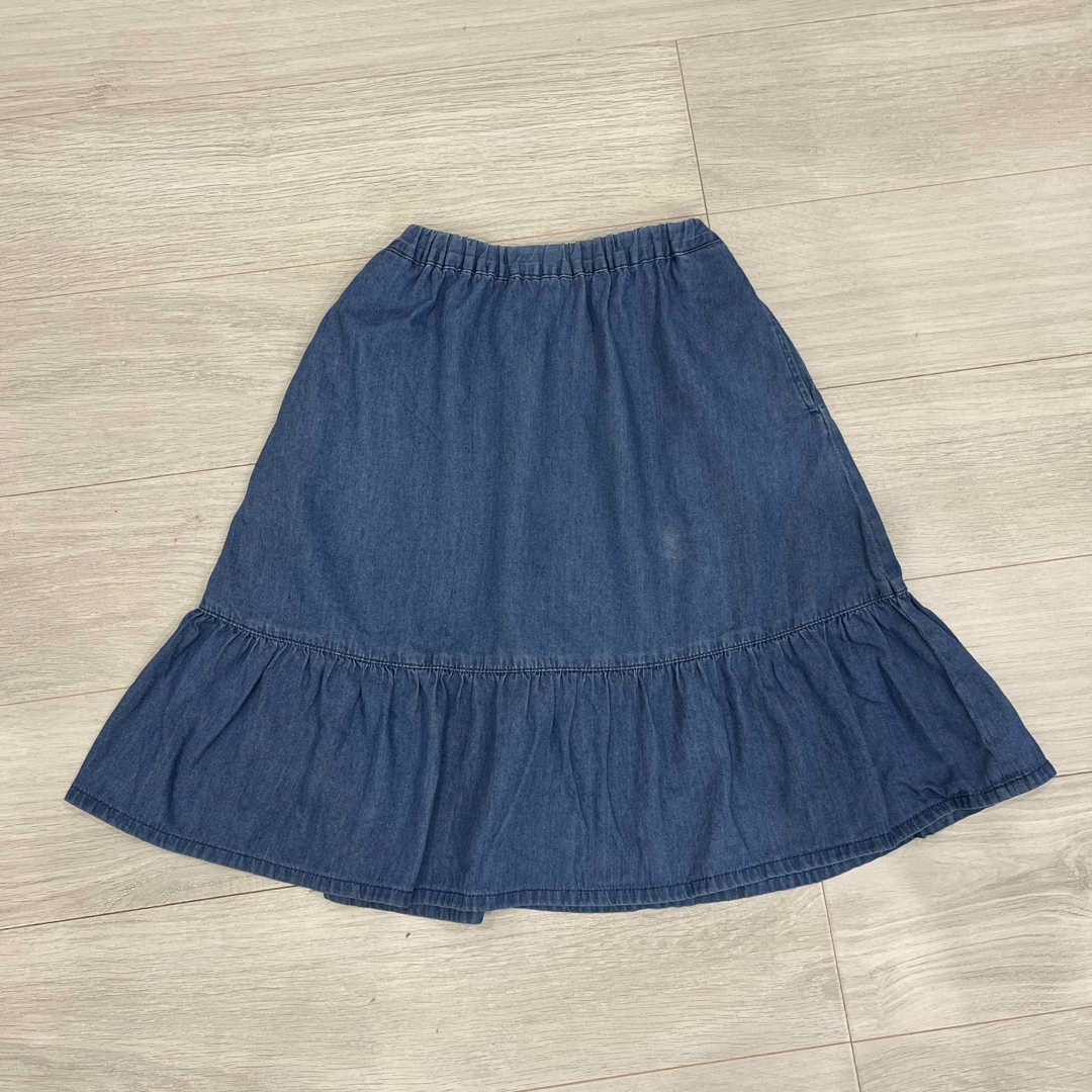 UNIQLO(ユニクロ)のユニクロキッズ　デニムフレアスカート キッズ/ベビー/マタニティのキッズ服女の子用(90cm~)(スカート)の商品写真