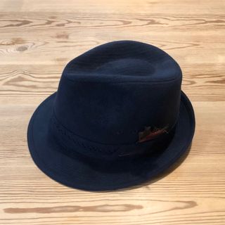 Borsalino - ボルサリーノ 中折れ ソフトハット 日本製 羽根付き 濃紺 57cm