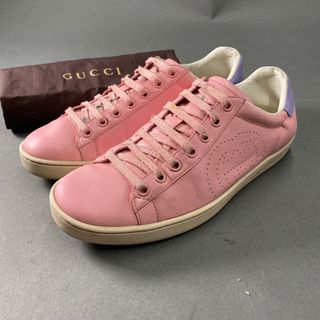 グッチ(Gucci)の1a22 GUCCI グッチ イタリア製 598527 Ace エース インターロッキングG ローカットスニーカー シューズ パンチング ロゴ 37 1/2 ピンク レザー(スニーカー)