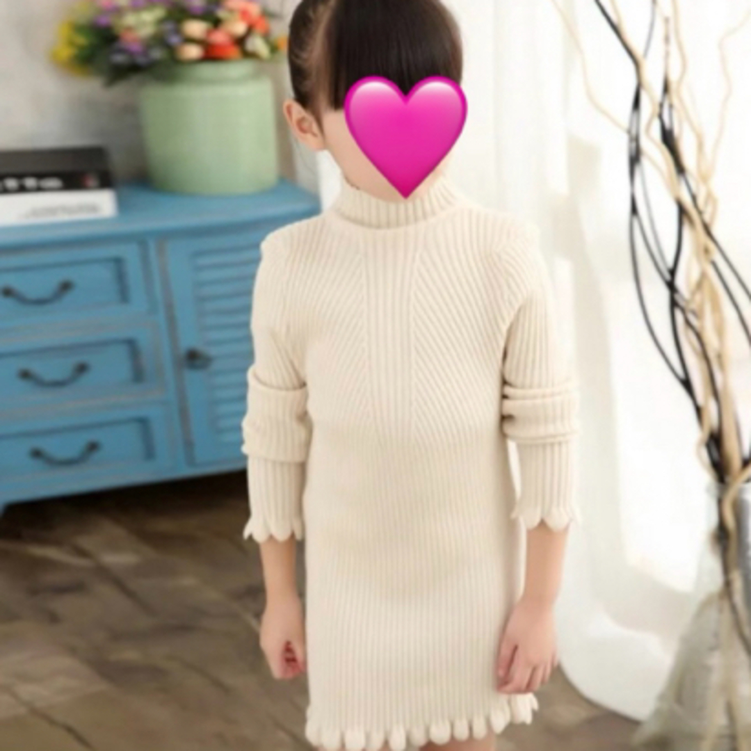 送料込み♡リブニットワンピース100㎝♡ キッズ/ベビー/マタニティのキッズ服女の子用(90cm~)(ワンピース)の商品写真