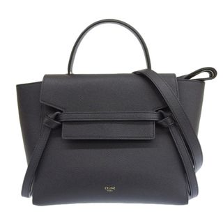 セリーヌ(celine)のセリーヌ CELINE ベルトバッグ マイクロ 2WAYバッグ ハンドバッグ ショルダーバッグ レザー ブラック 中古 新入荷 OB1691(ハンドバッグ)