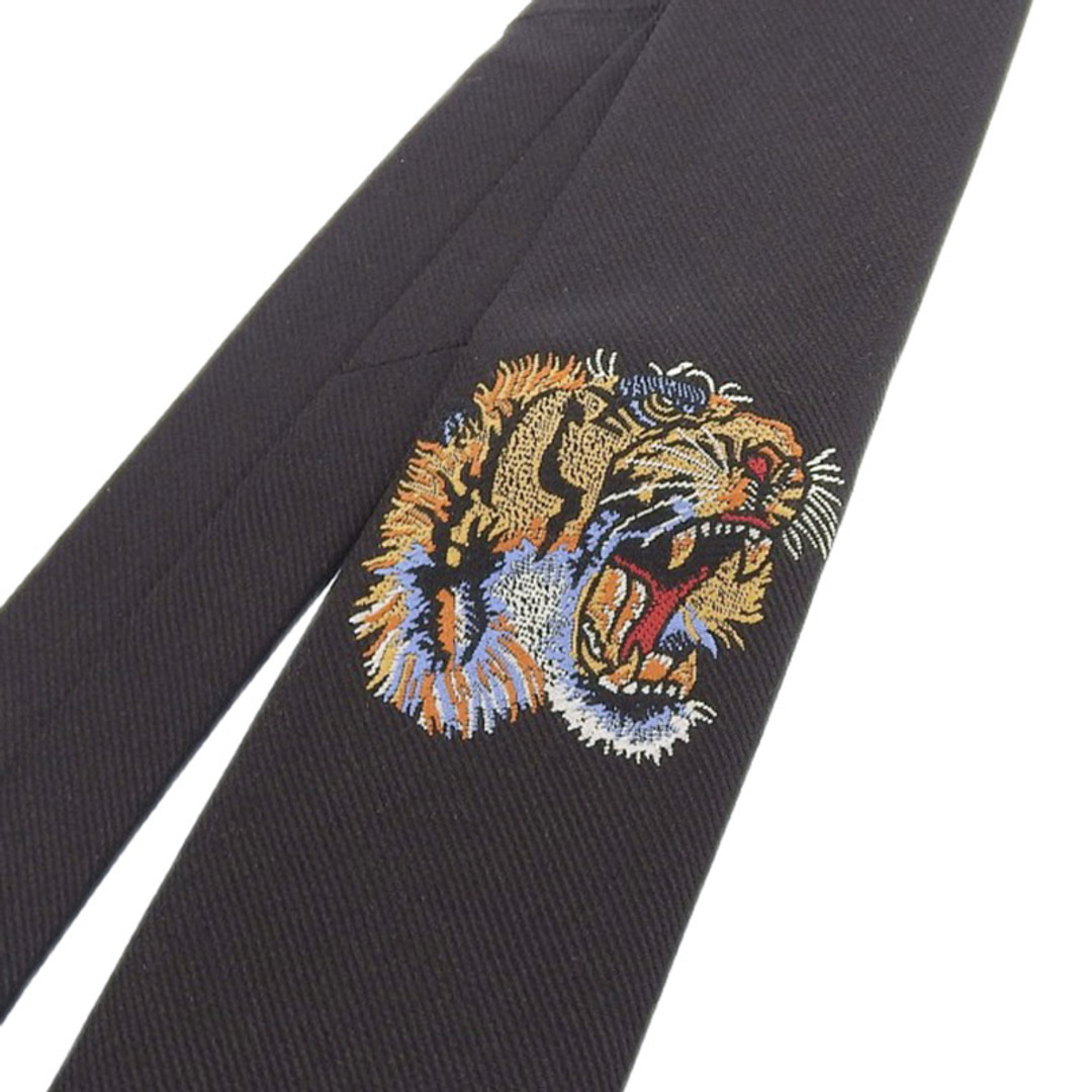 グッチ GUCCI タイガー ネクタイ シルク ブラック 中古 新入荷 グッチ GUCCI タイガー ネクタイ シルク ブラック 中古 新入荷