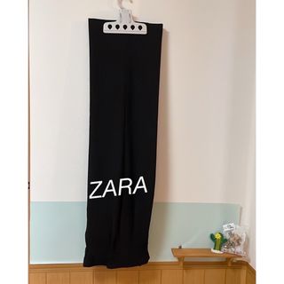 ザラ(ZARA)のzara  ブラック ハイウエスト ワイドパンツ(カジュアルパンツ)