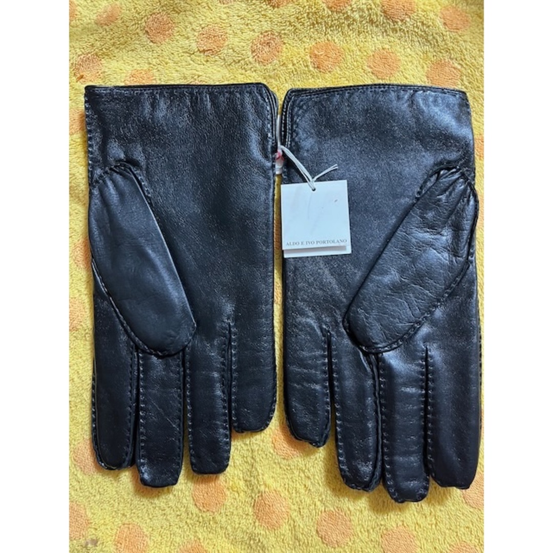 イタリアポルトラーノ皮革手袋L黒ライナーカラー黒 メンズのファッション小物(手袋)の商品写真