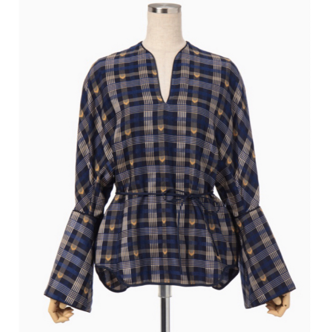 mame KASURI PLAID PULLOVER / BRU 1 カットソー(長袖/七分)