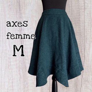 アクシーズファム(axes femme)のaxes femme イレヘムスカート 千鳥格子柄 Mサイズ / USED(ひざ丈スカート)