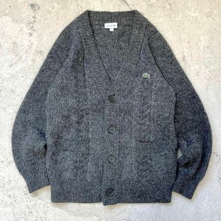 LACOSTE - 【ラコステ】美品 アルパカ混 メンズM相当シャギー ニット カーディガン グレー