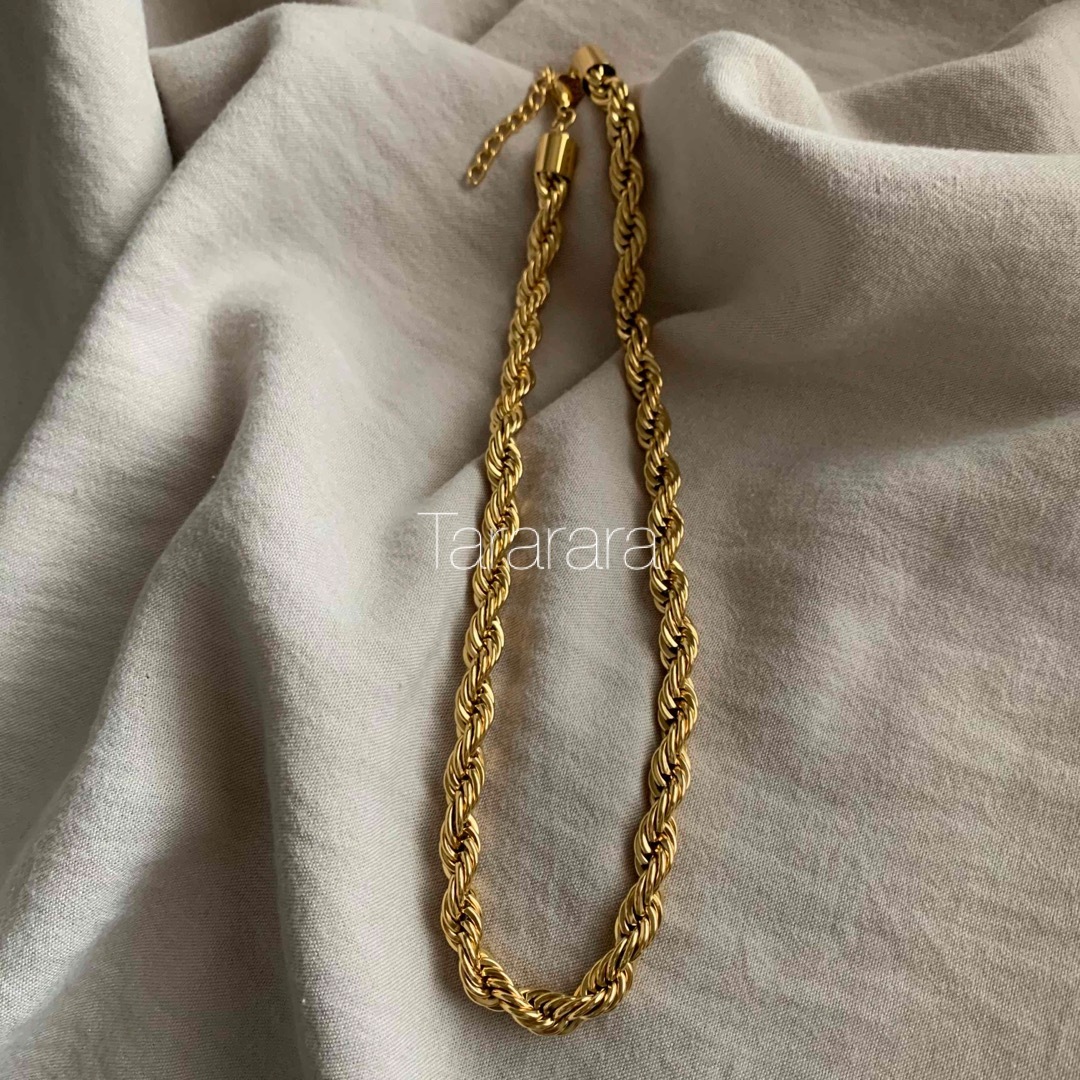 ●stainless twistnecklace 8mm G●金属アレルギー対応 レディースのアクセサリー(ネックレス)の商品写真