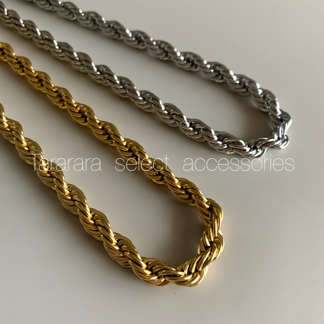 ●stainless twistnecklace 8mm G●金属アレルギー対応 レディースのアクセサリー(ネックレス)の商品写真