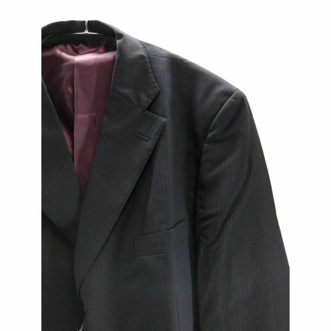 SS2704◇ 新品 メンズ ジャケット Vネック 袖口ボタン ストライプ柄 黒 メンズのジャケット/アウター(テーラードジャケット)の商品写真