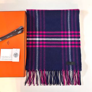 エルメス(Hermes)の未使用品HERMES エルメス マフラーカシミア チェック柄 ストールカシミヤ (マフラー/ショール)