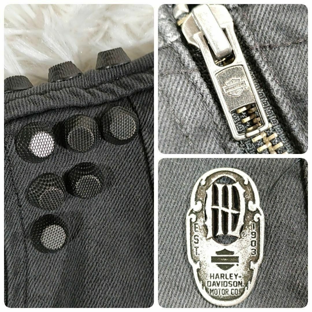 Harley Davidson(ハーレーダビッドソン)のハーレーダビッドソン◎ライダースジャケット(M)ダブル スタッズ ロゴ刺繍 綿 メンズのジャケット/アウター(ライダースジャケット)の商品写真