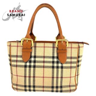 バーバリー(BURBERRY)のBURBERRY バーバリー ノバチェック ハンドバッグ ミニトート ベージュ ウール レザー ハンドバッグ レディース 404572 【中古】(ハンドバッグ)