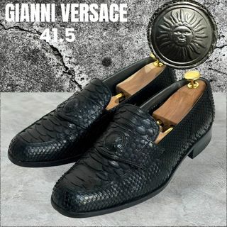 ジャンニヴェルサーチ(Gianni Versace)の☆希少フルパイソン☆ジャンニヴェルサーチ サンバースト ローファー 41.5 黒(ドレス/ビジネス)