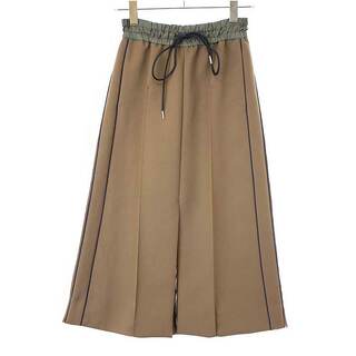 サカイ(sacai)のsacai サカイ 22AW Technical Jersey Skirt テクニカルジャージープリーツスカート 22-06185 ブラウン 0(ロングスカート)