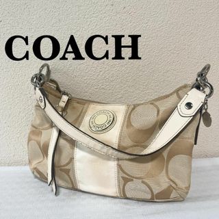 コーチ(COACH)の美品✨COACHコーチセミショルダーバッグトートバッグブラウン茶シグネチャー総柄(ショルダーバッグ)