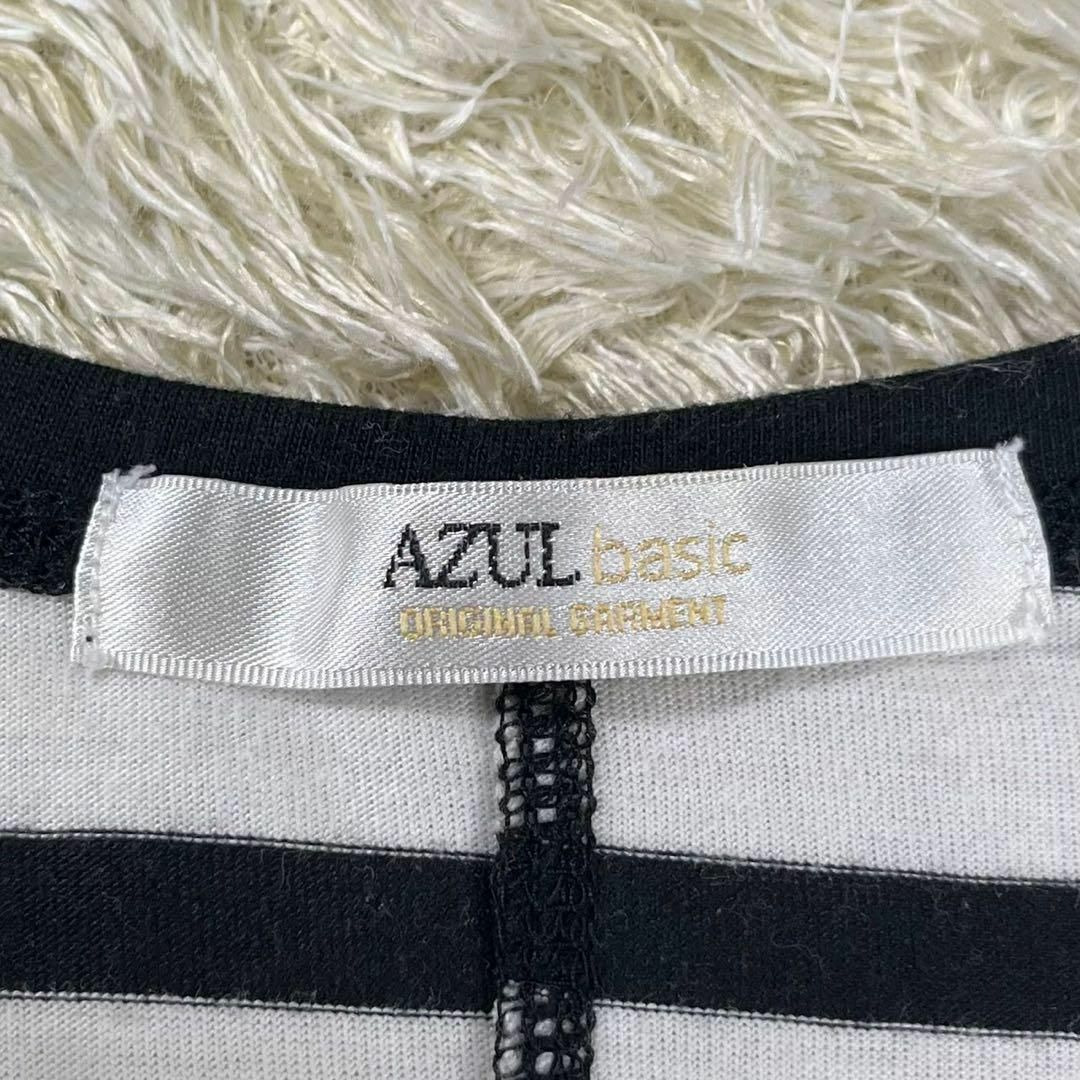 AZZURE(アズール)のAZUL besic (S) Ｖネック ボーダー 白黒 Tシャツ レディースのトップス(Tシャツ(半袖/袖なし))の商品写真