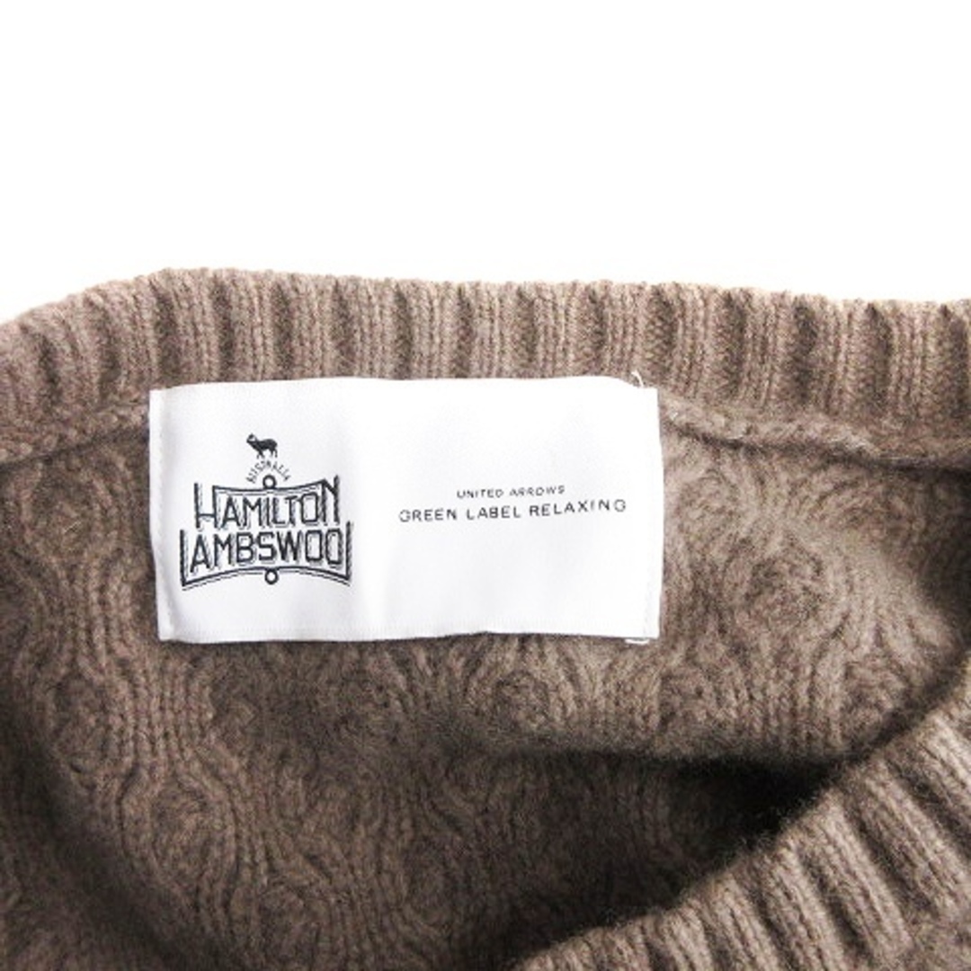 UNITED ARROWS green label relaxing(ユナイテッドアローズグリーンレーベルリラクシング)のグリーンレーベルリラクシング ユナイテッドアローズ アランニットワンピース 茶 レディースのワンピース(ひざ丈ワンピース)の商品写真