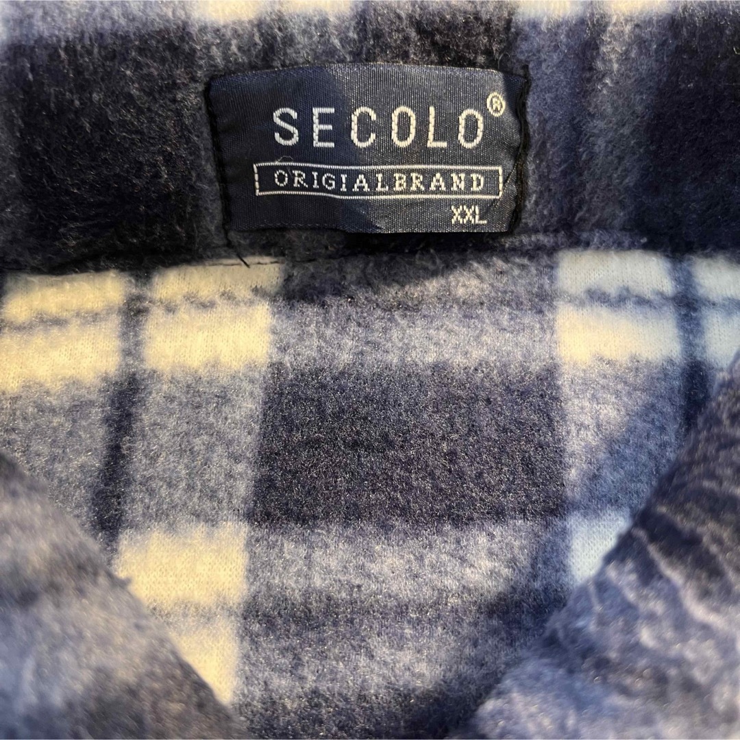 SECORO. 青チェック　フリースシャツ　　フロントジップ メンズのトップス(シャツ)の商品写真