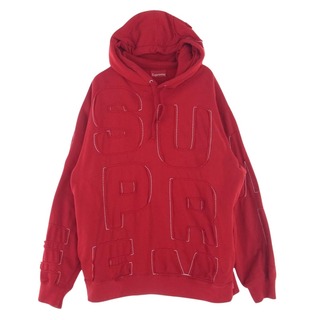 シュプリーム(Supreme)のSupreme シュプリーム パーカー 20SS Cutout Letters Hooded Sweatshirt カットアウト レターズ プルオーバー パーカー レッド系 L【中古】(パーカー)